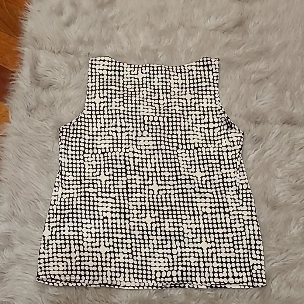 St‎ john womens black and white polka dot silk dressy tank top size 6